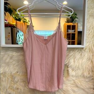 Halogen Blush Lace Trim Cami Top NWOT